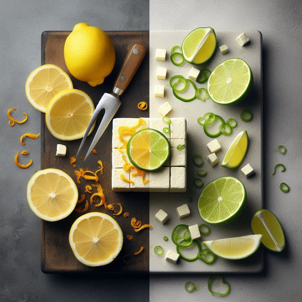 Your vibrant image featuring paneer with lemon or lime wedges and zest, as well as a side-by-side image of paneer before and after a citrus marinade, is on its way for paneer flavor